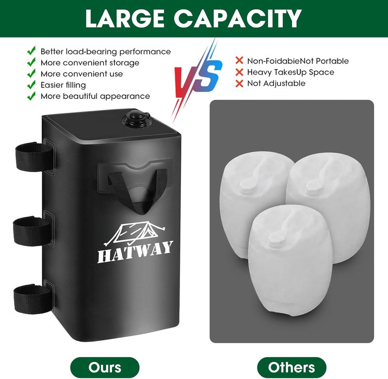 Hatway Canopy Weights,176 LBS Water Bag Set of 4 Leg Weights for Pop Up Canopy,Gazebo,Canopies,Tent-4 * 20L-Black - Image 4